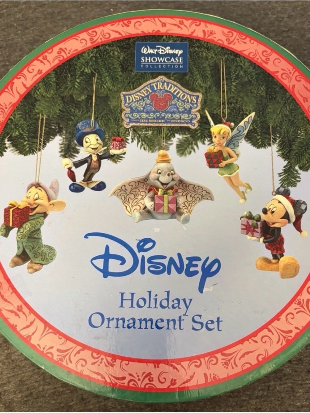 Jim Shore Disney Holiday Ornament Set - Mickey Tink Dopey Dumbo Jiminy Cricket